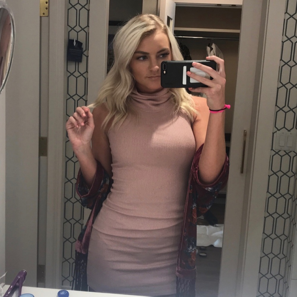 Sleeveless turtleneck dress